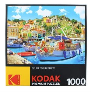 1000 Piece Kodak Premium Jigsaw Puzzle, SYMI with BOATS in the Harbor, Greece
